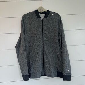 Lululemon Textured Tech Bomber Jacket Mens Large Gray Full Zip Athleisure EUC